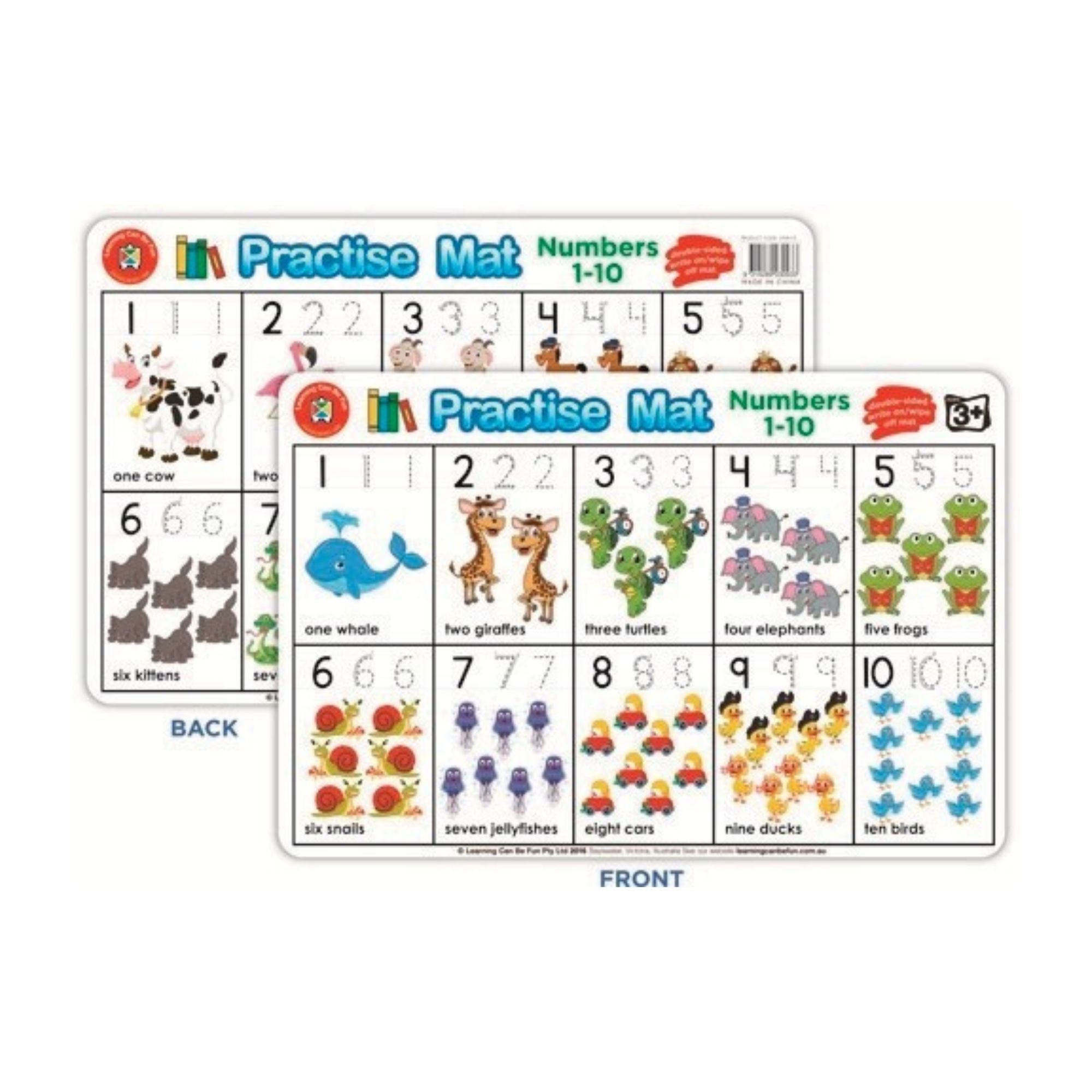 Dry Wipe Practice Mat - Numbers 1-10