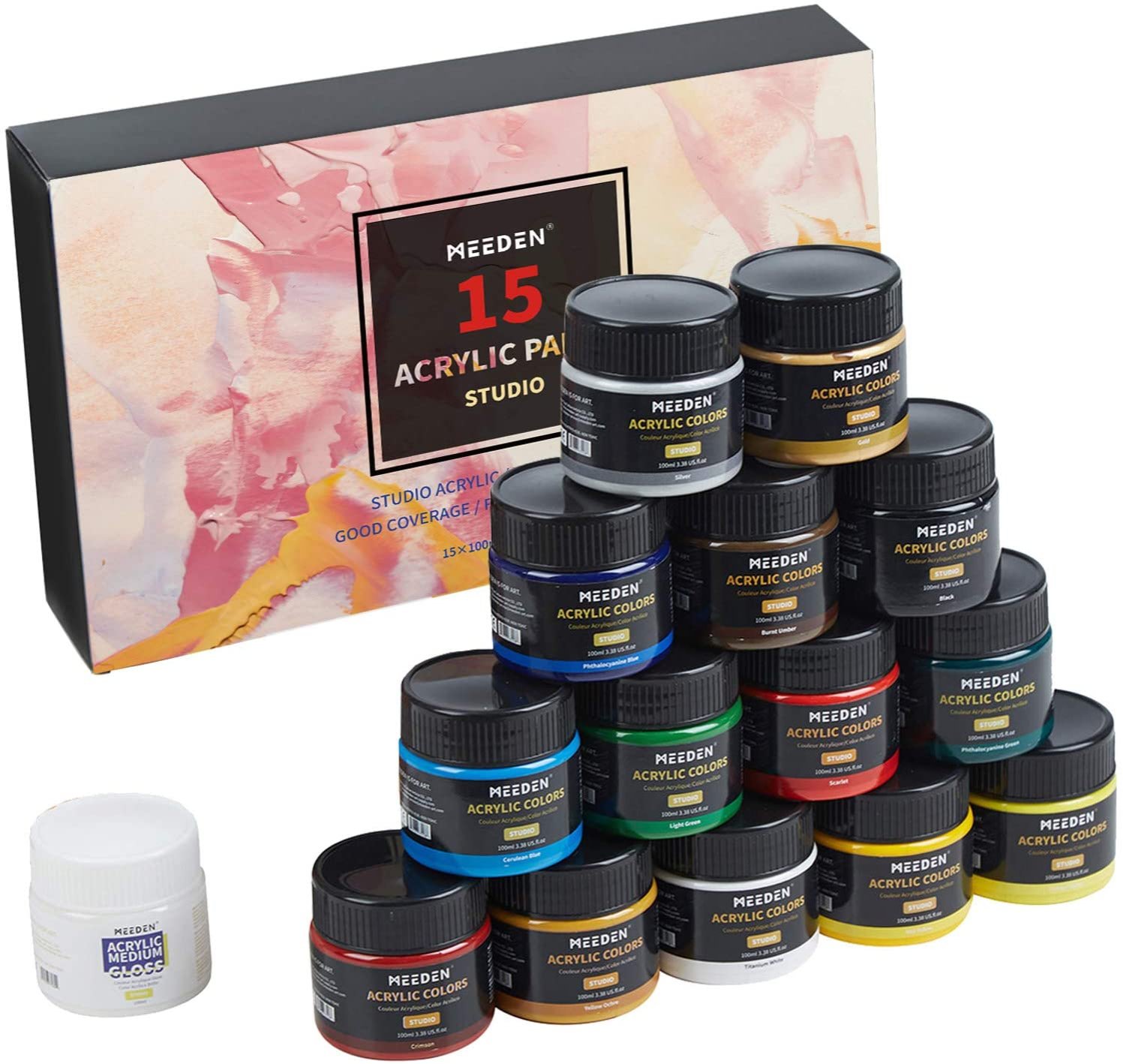 Meeden Acrylic Paint Set - 15 Colours (100ml)