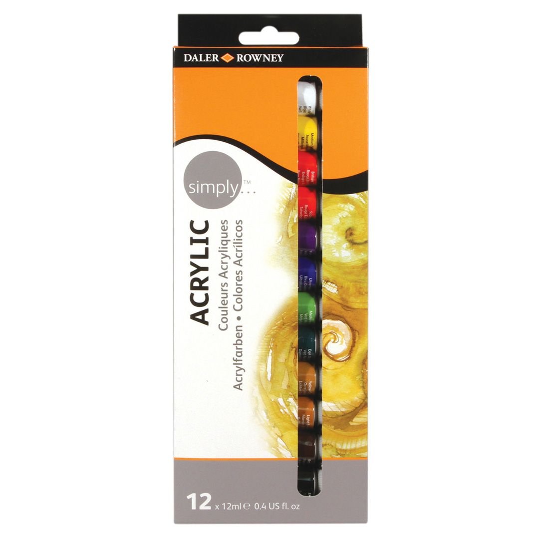 Daler Rowney Simply Acrylic Set - 12 Colours (12ml)