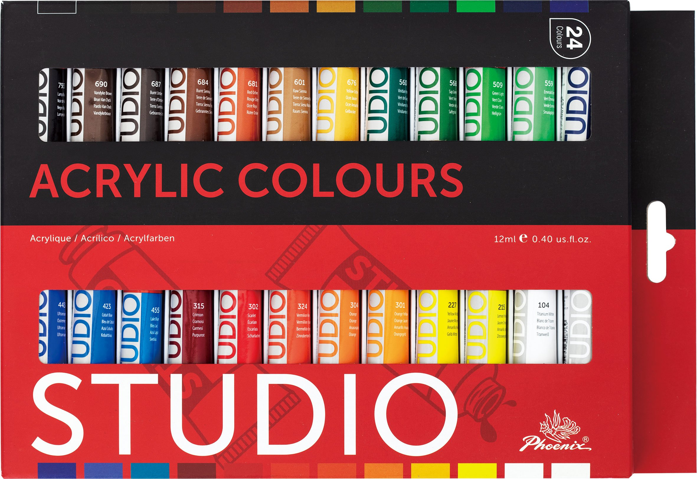 Phoenix Studio Acrylic Set - 24 Colours (12ml)