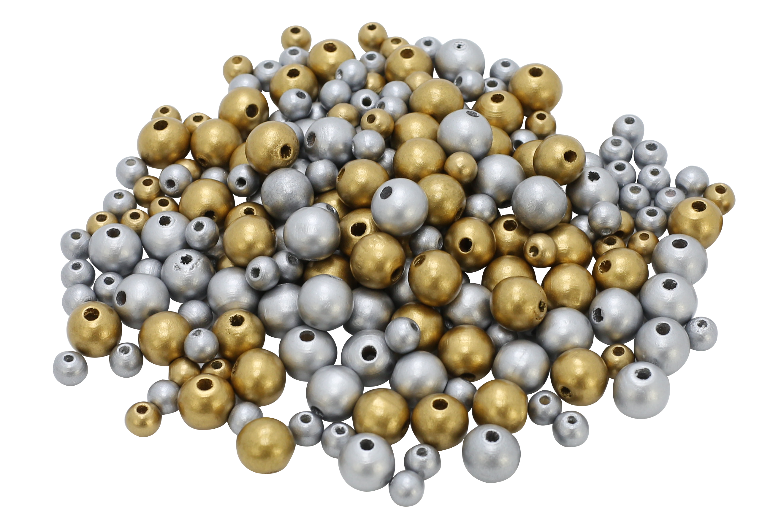 Round Silver & Gold Wooden Beads 10, 12mm (600 piece)