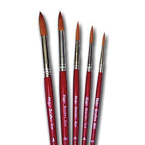 Orange Synthetic Sable Brushes Set - Round (5)