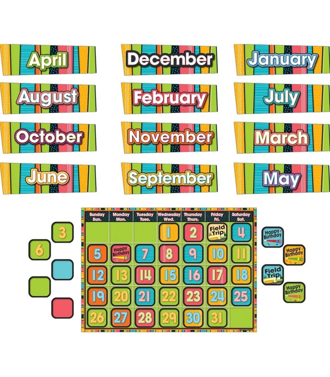 Bulletin Board - Stylin Stripes Calendar Set 