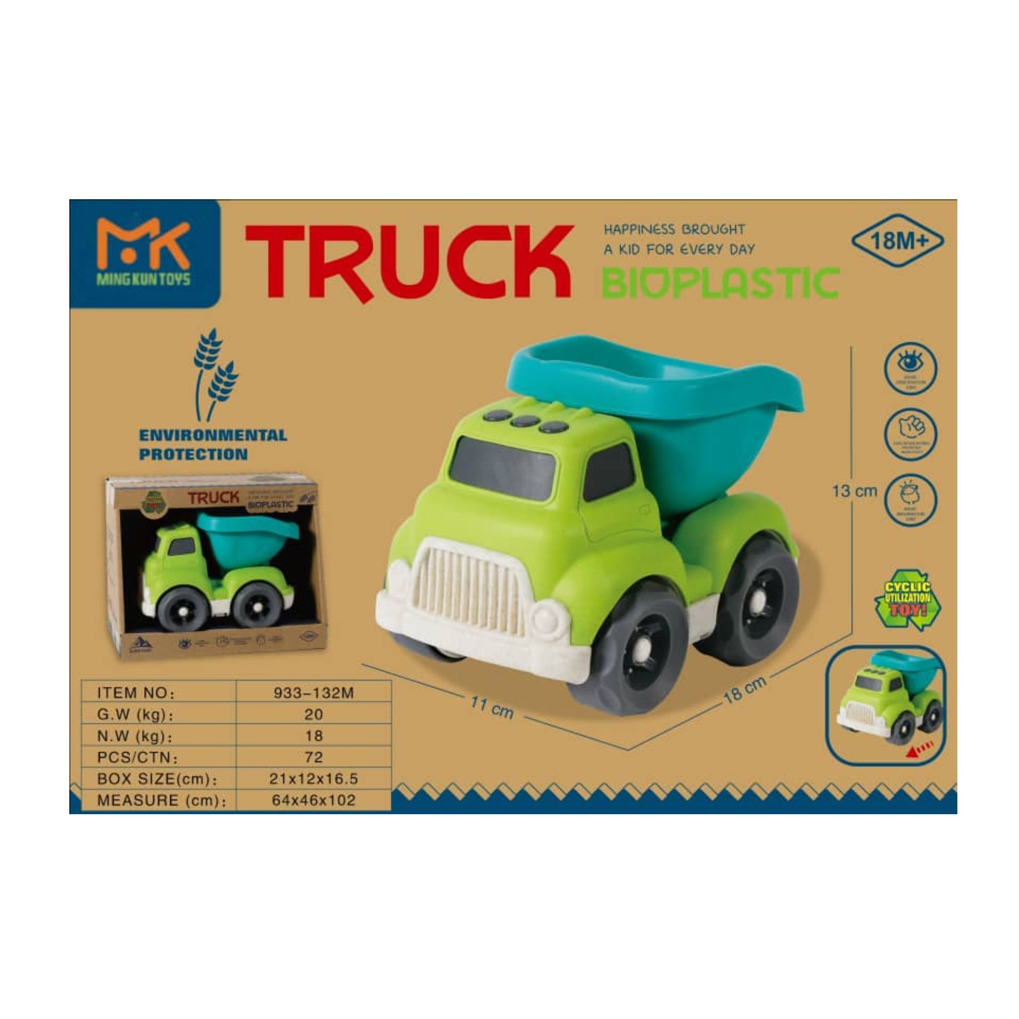 Bioplastic Dump Truck (11cm x 18cm x 13cm)