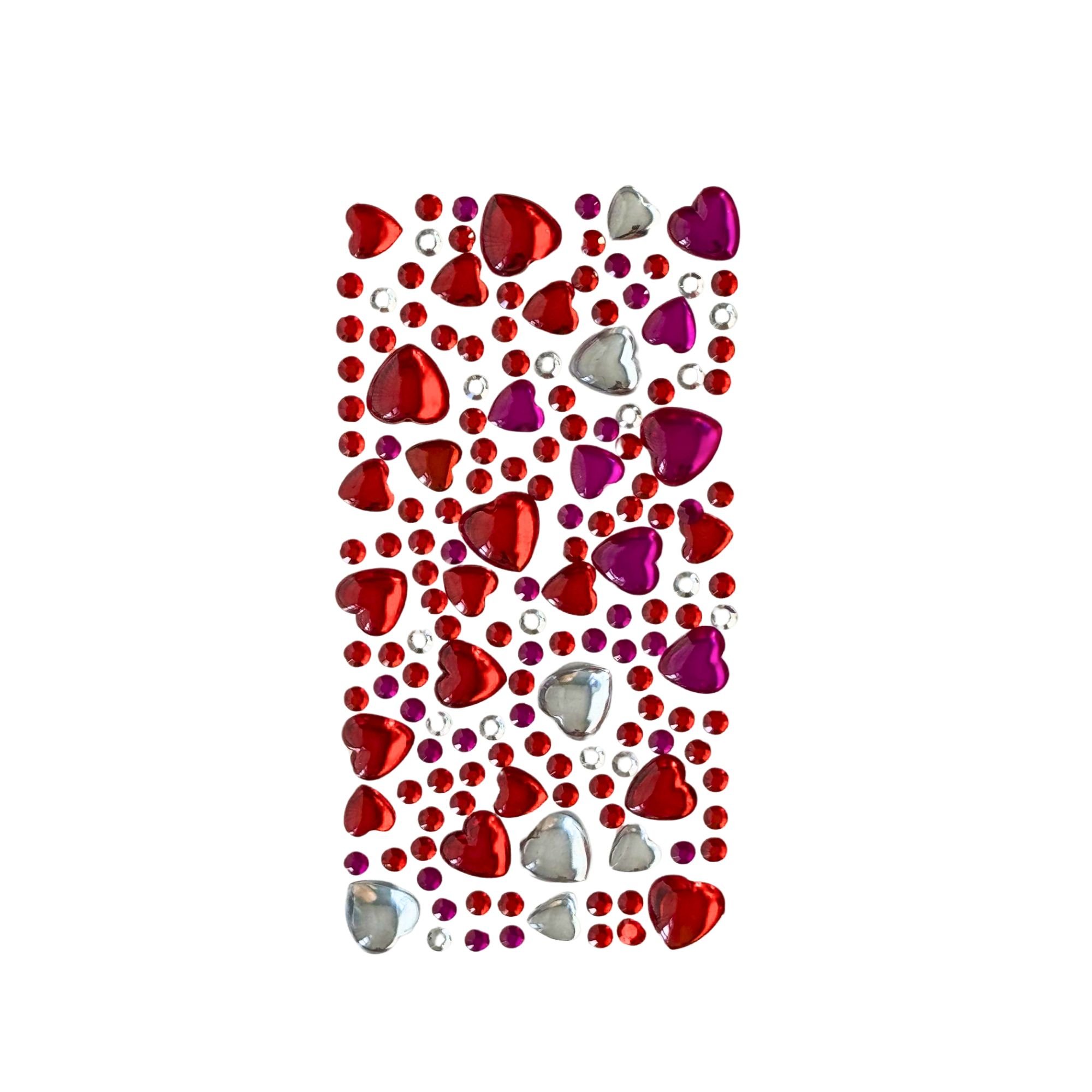 Crystal Gems - Self Adhesive Heart Gem Set (Red)