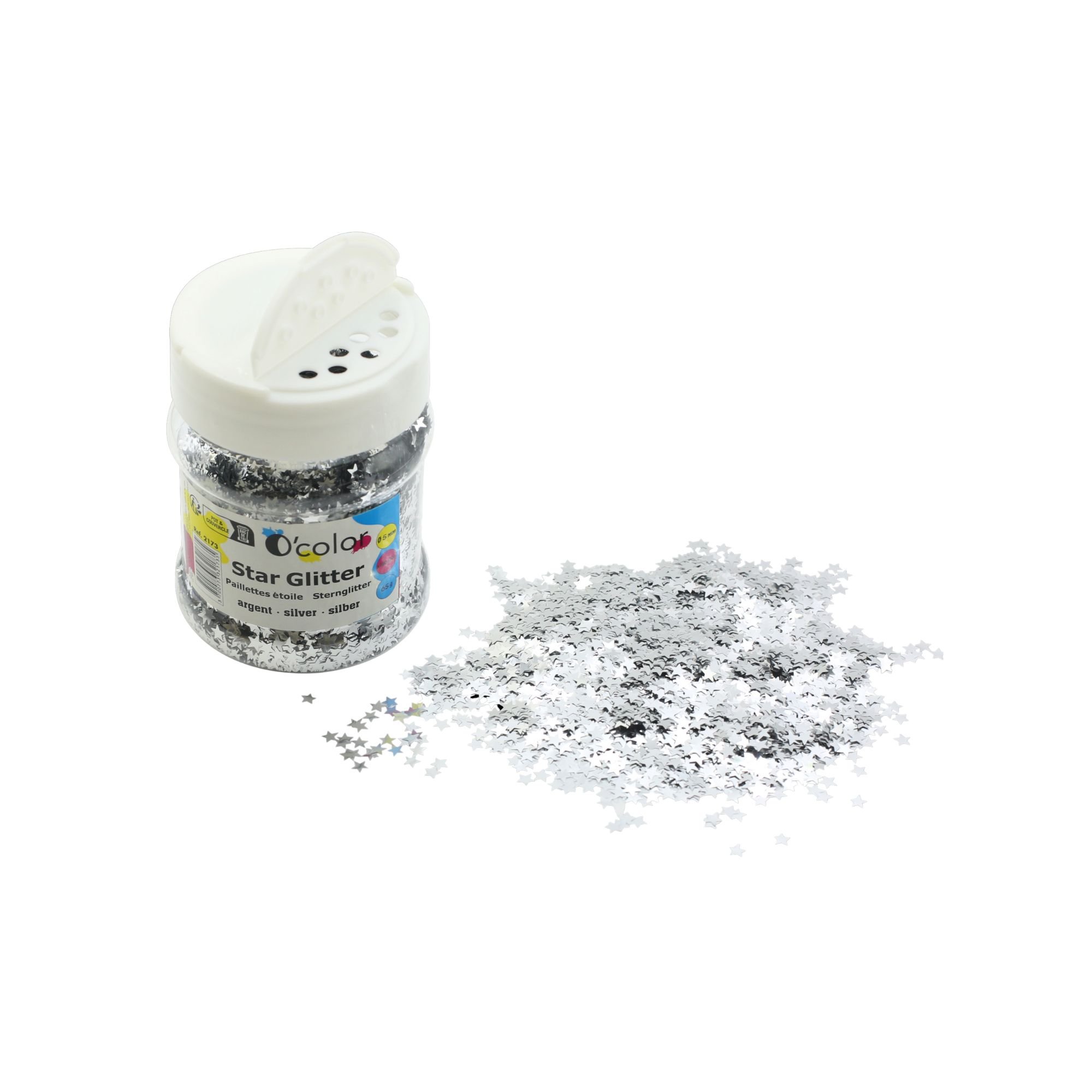 Glitter Stars Silver - 5mm - 100,000 pieces