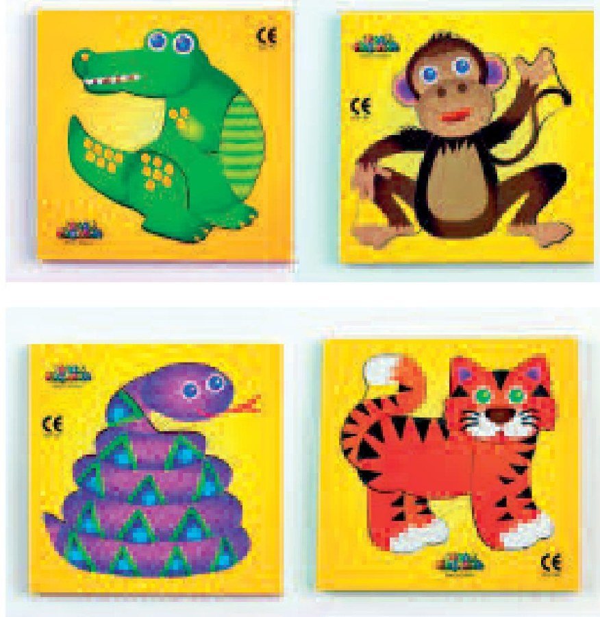 Wooden Beginner Jigsaw Tray - Jungle (Set of 4)