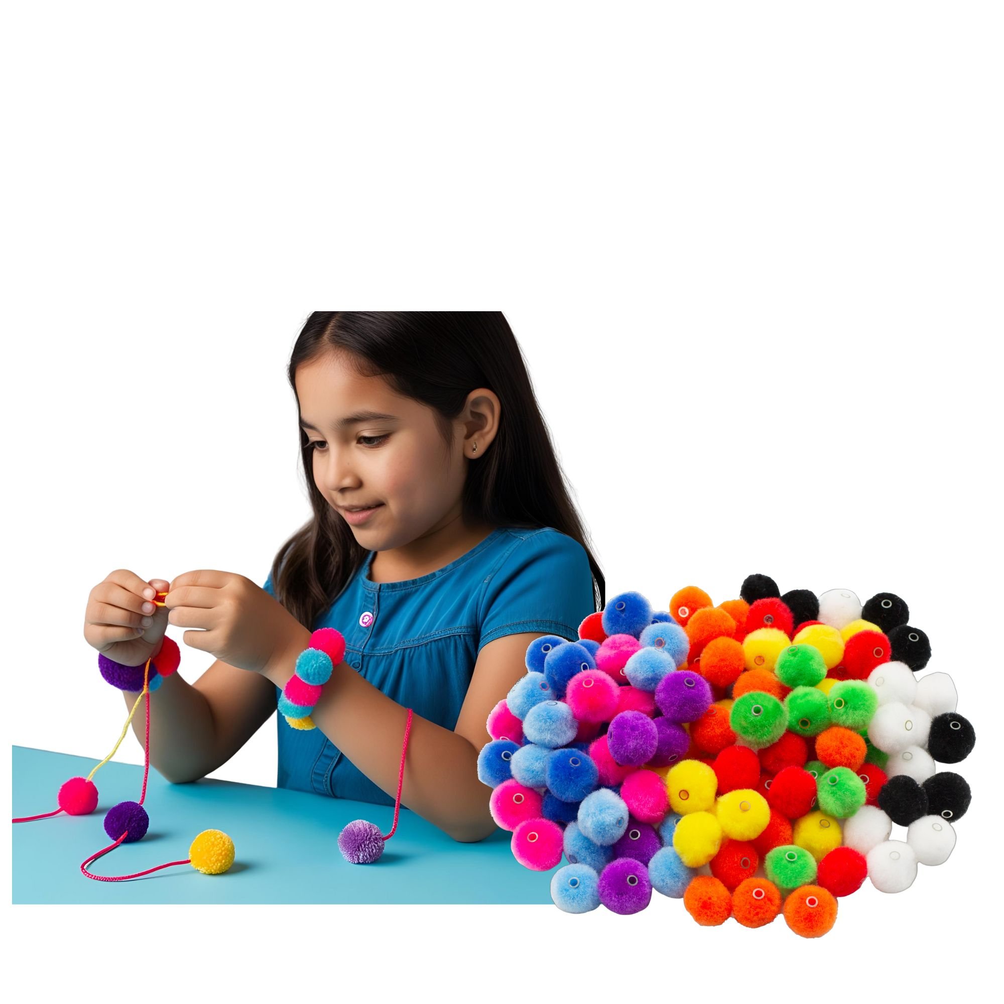 Threading Pom Poms - Assorted Colour 20mm 10 colours (150 piece)