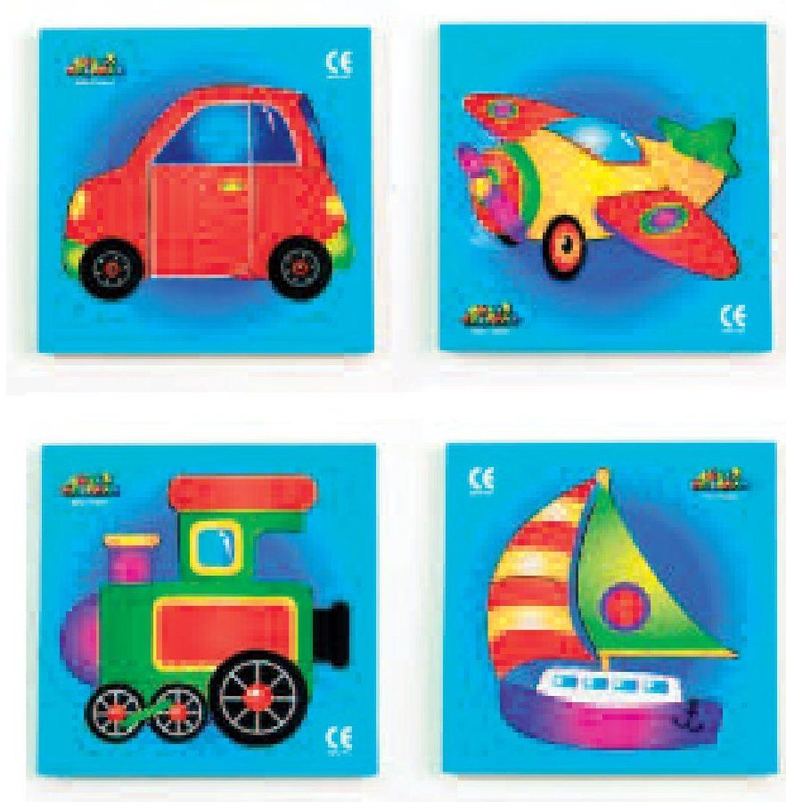 Wooden Beginner Jigsaw Tray - Transport (Set of 4)