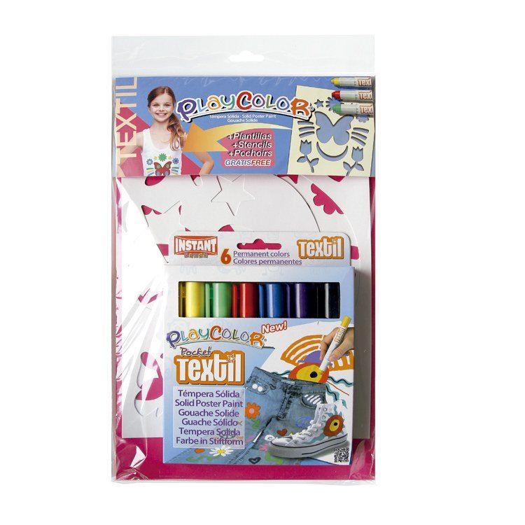 Playcolor Solid Paint Fabric Stencils Set - Summer Scene (6 Pain