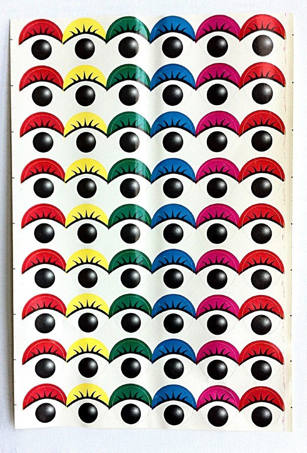 Paper Eyes - Coloured Stickers on Sheet 15mm (54)