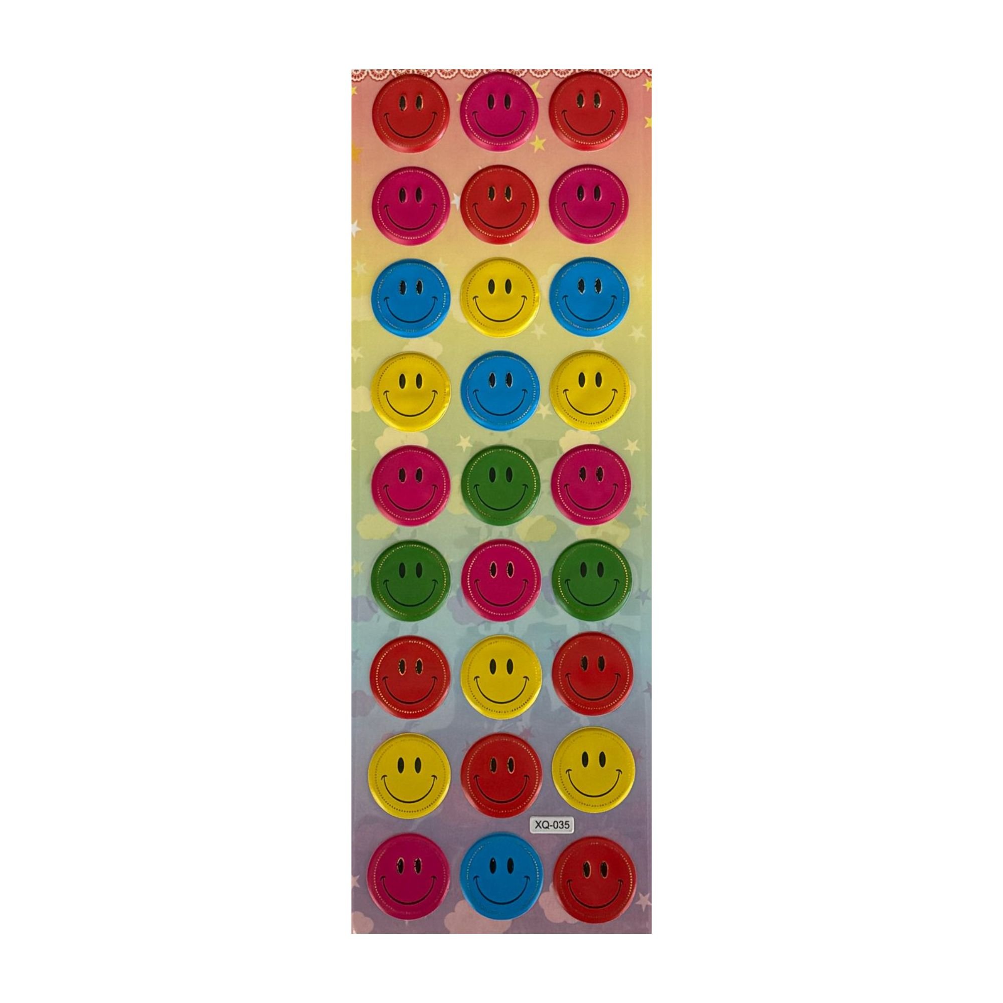 3D Stickers - Assorted Coloured Smiley Faces (27 pieces)