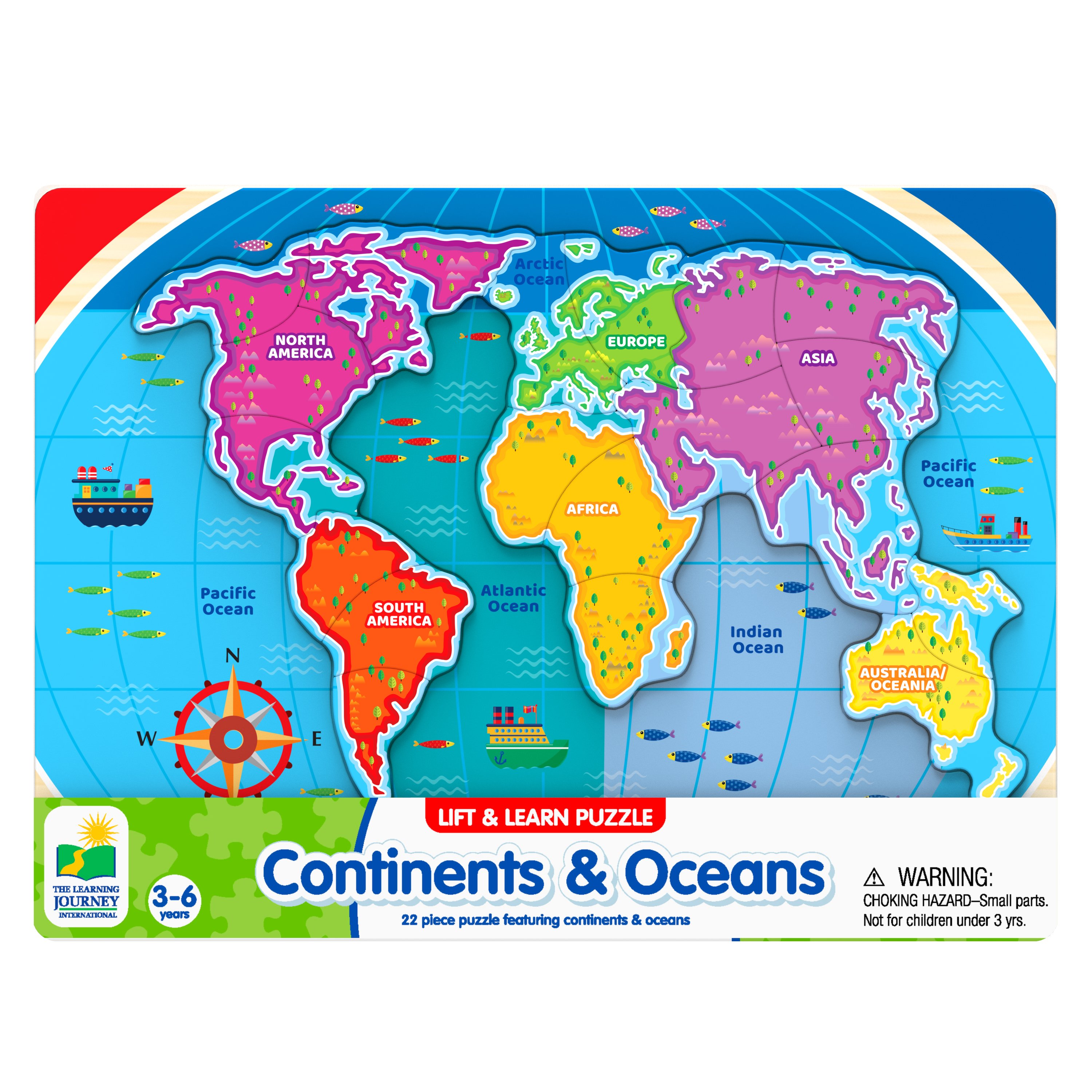 Lift & Learn Puzzles - Continents & Ocean Puzzle