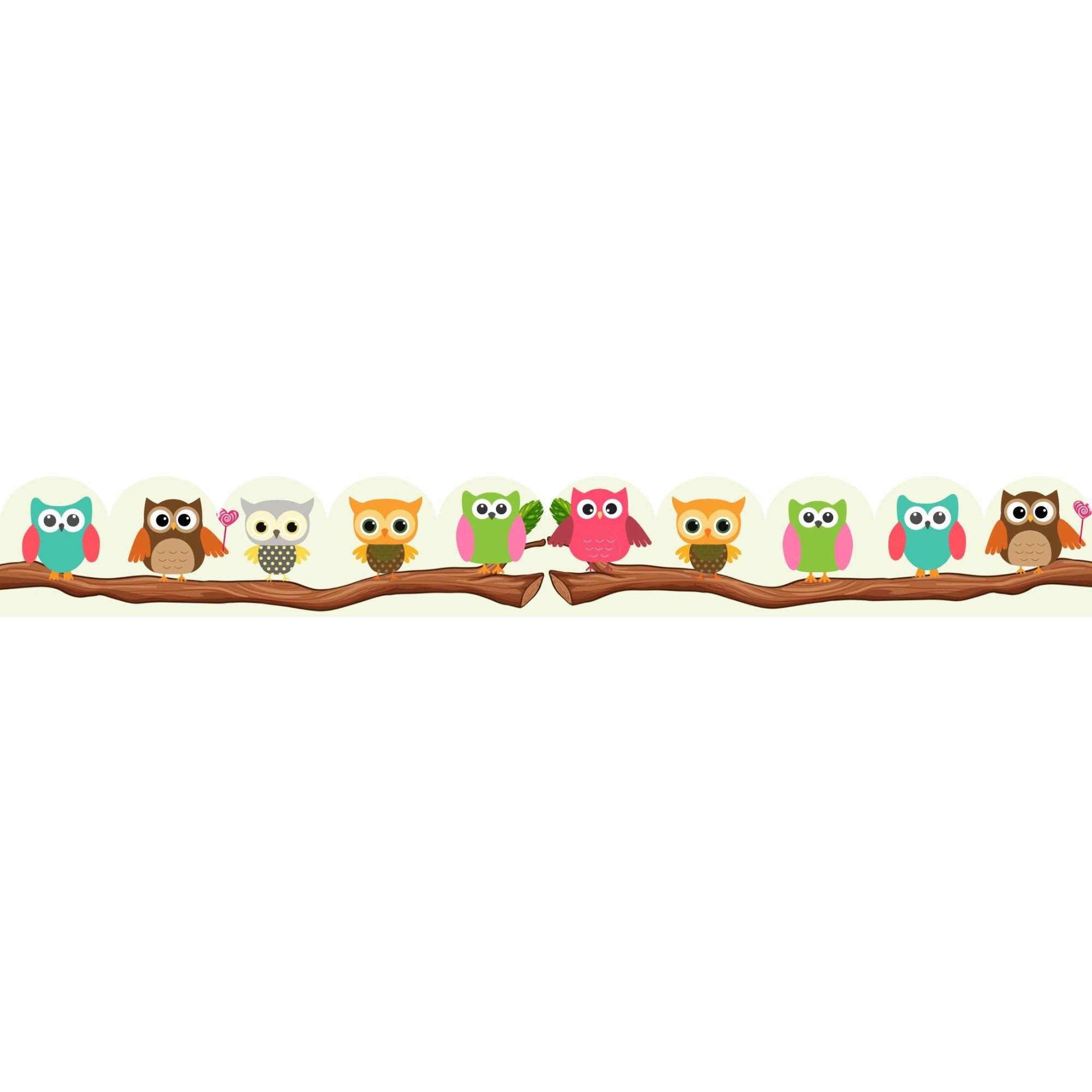 Scalloped Trimmer - "Vibrance" Colourful Owls (12m)