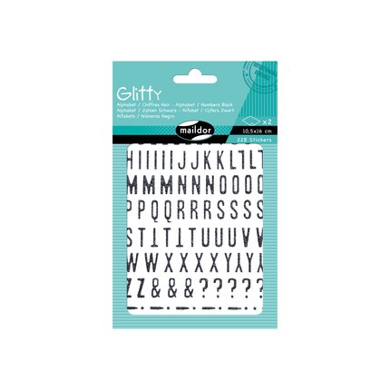 Glitty Black Letters & Numbers