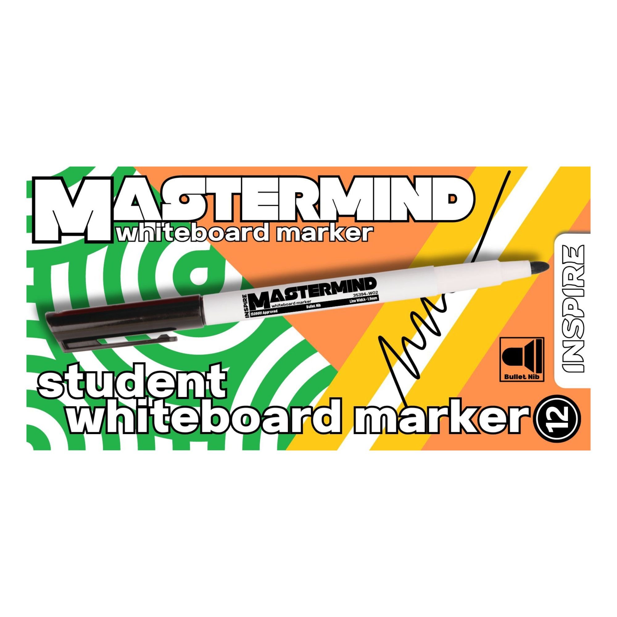 Mastermind Student Whiteboard Marker - Bullet - Black (100) 