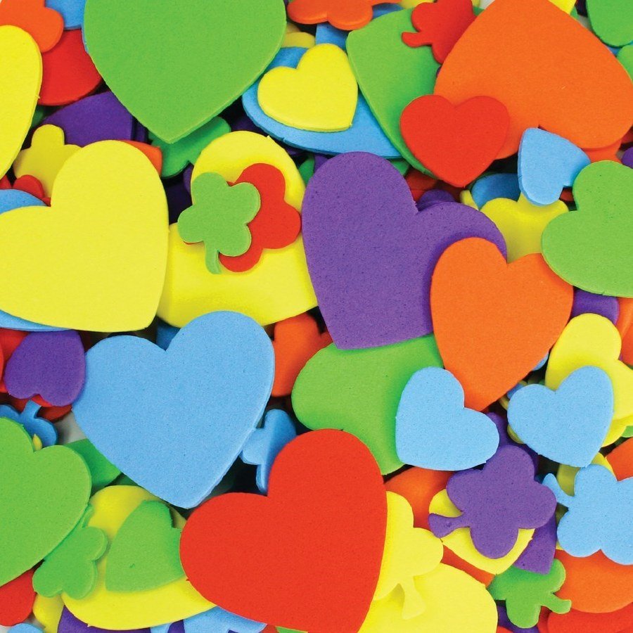 Foam Shapes - Hearts & Flowers (150 pieces)