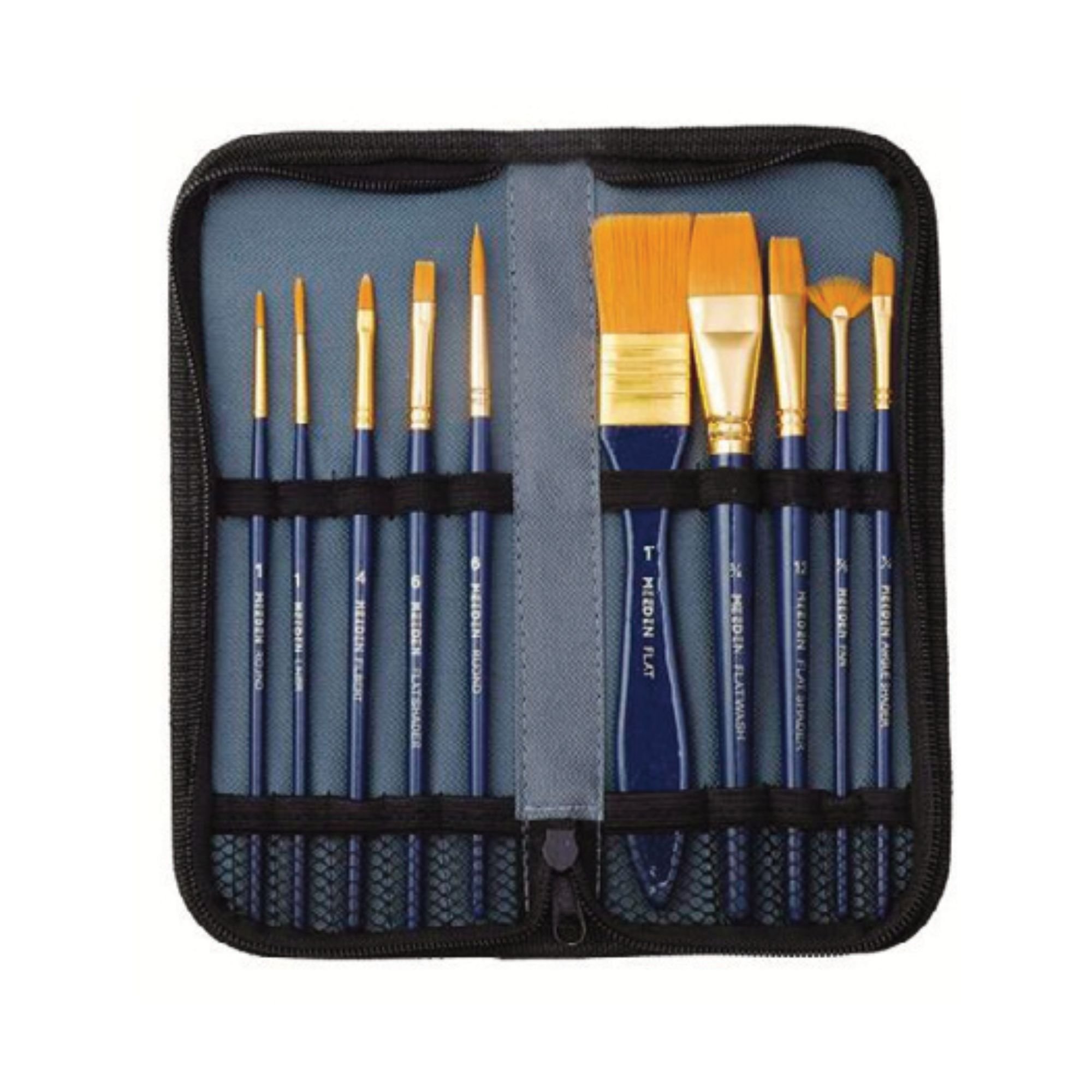 Acrylic Brush Set in Zip Case (10 piece)