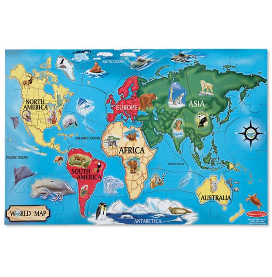 Floor Puzzle - World Map (33 Pieces)