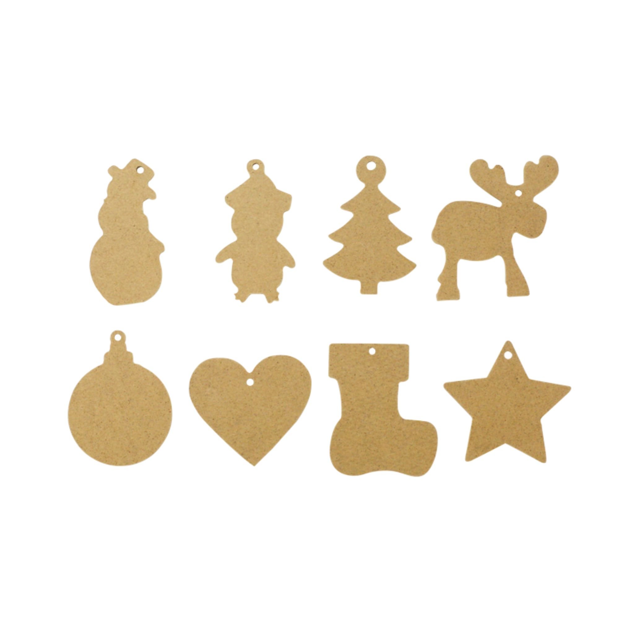 Small Assorted Wooden Christmas Shapes 6.5cm (80)