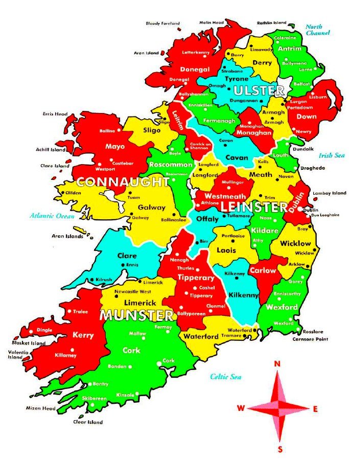 Poster - Map Of Ireland (English)