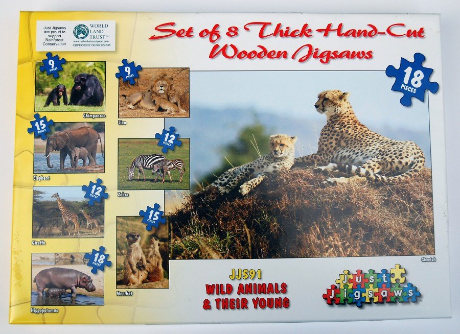 Wooden Jigsaw - Wild Animals & Their Young (Set of 8)