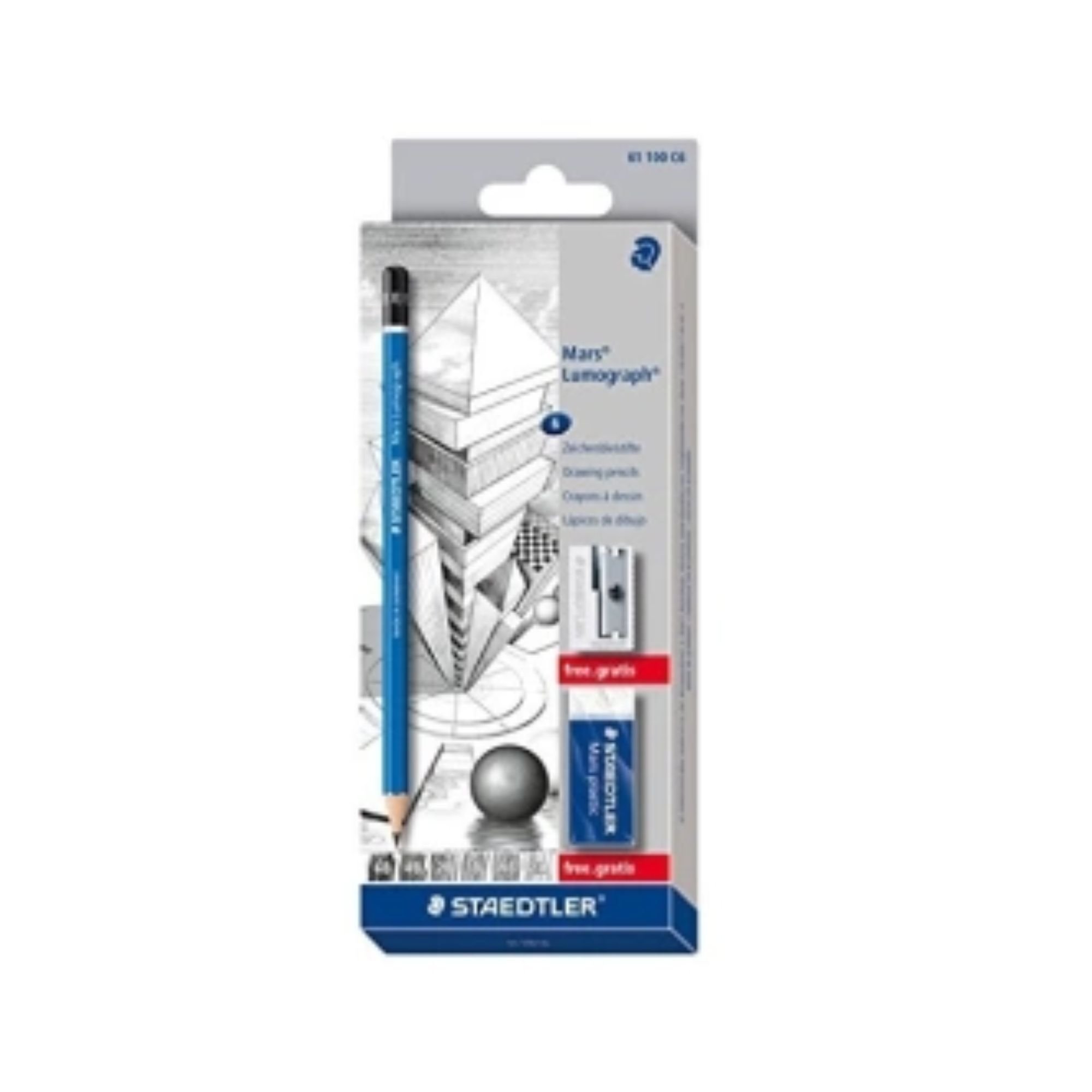 Staedtler Sketching Set 8pce (2H, HB, B, 2B, 4B, 6B, Eraser, Sha