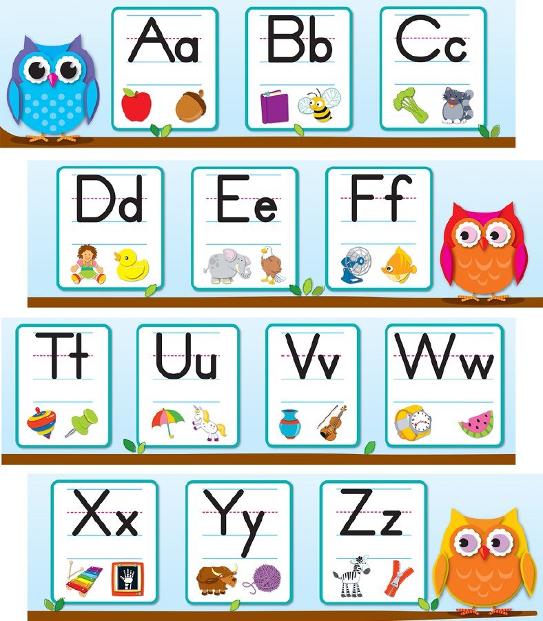 Mini Bulletin Board - Colourful Owl Alphabet