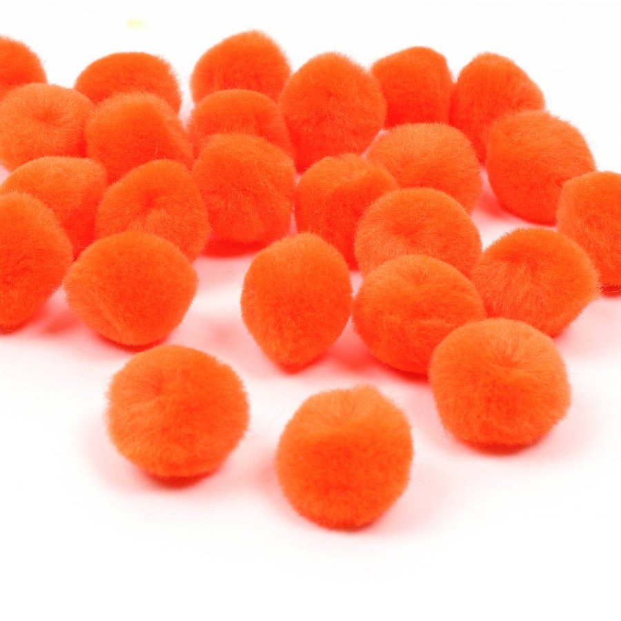 Pom Poms - 25mm & 40mm Orange (30 pieces)