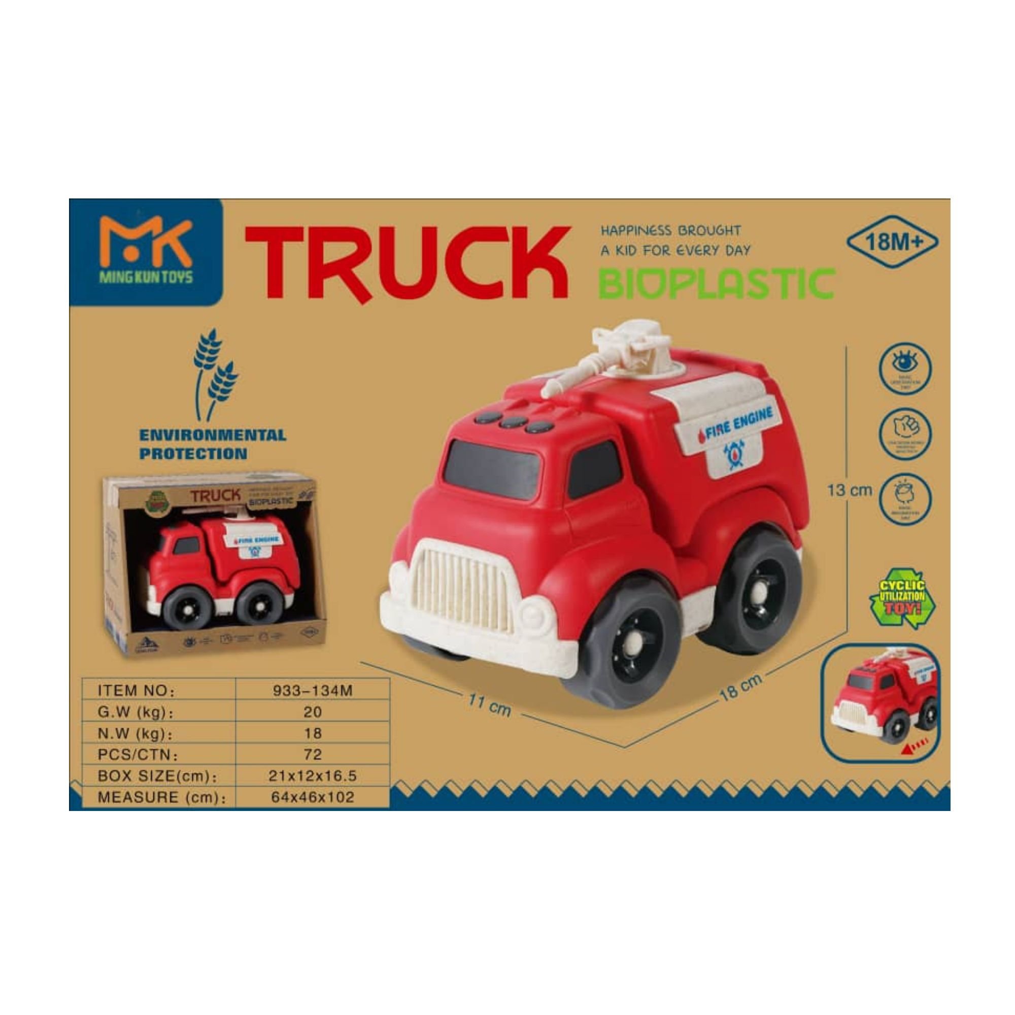 Bioplastic Fire Engine (11cm x 18cm x 13cm)