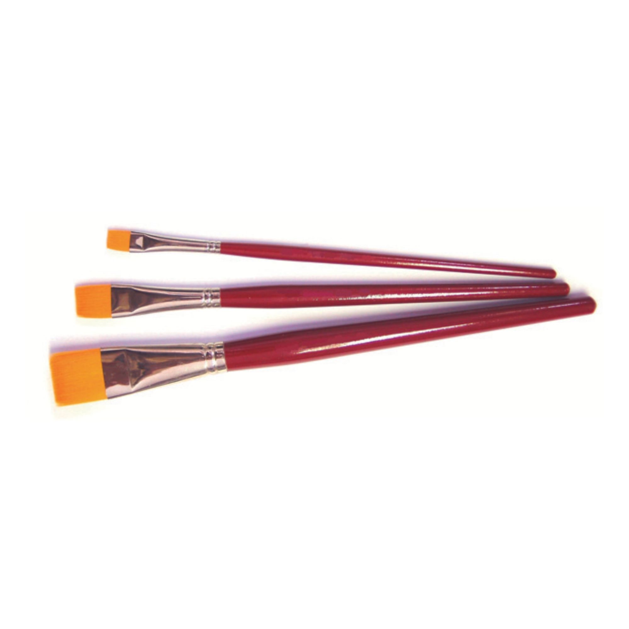 Orange Synthetic Sable Brushes Set - Flat (3)