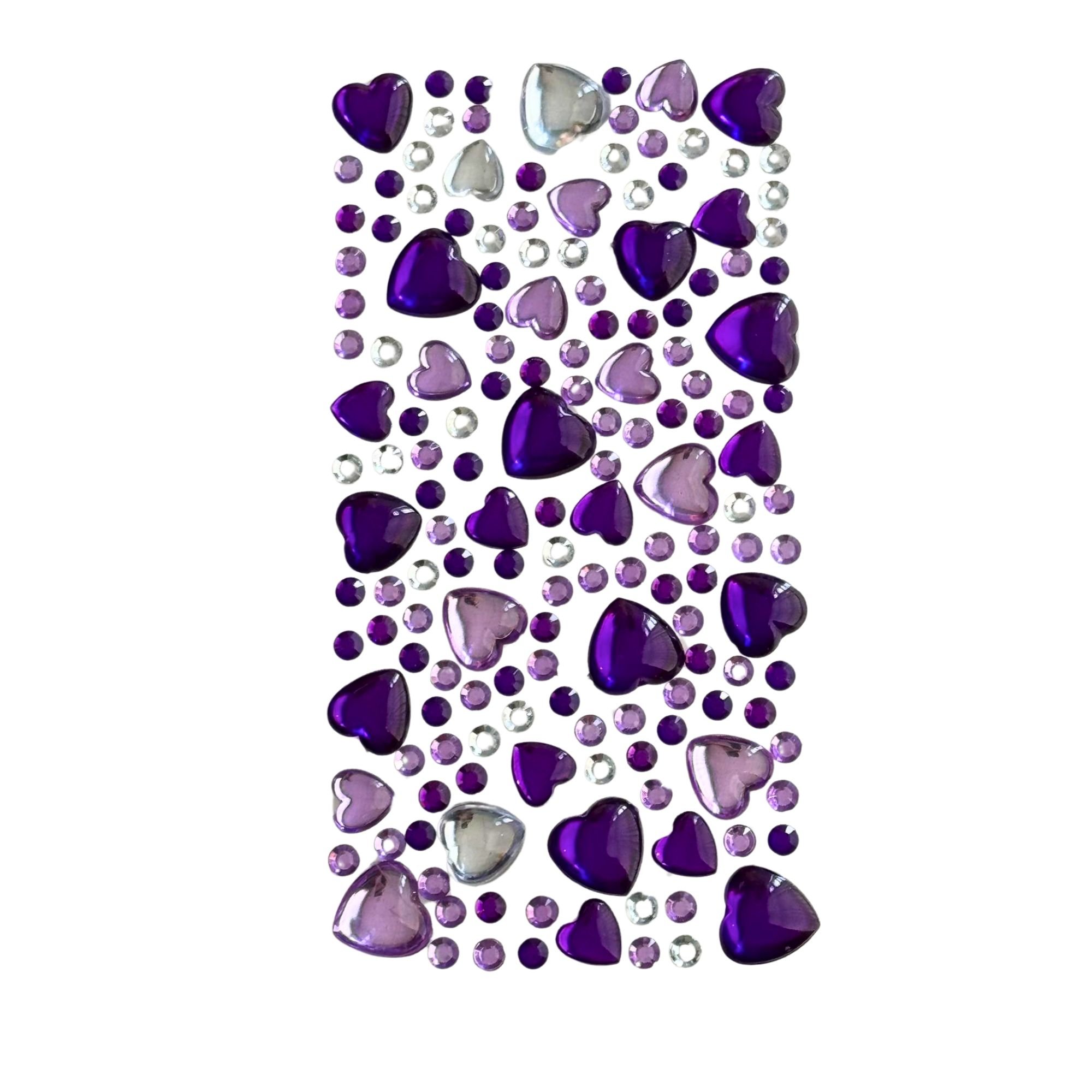 Crystal Gems - Self Adhesive Hearts Gem Set (Purple)